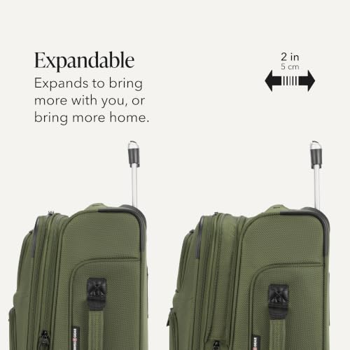SWISSGEAR Sion 2-Piece Travel Set, Softside Expandable Carry-On Spinner Bundled with 1900 ScanSmart 17" Laptop Backpack with RFID Blocking & Tech Organization, Evergreen - color: Everrgreen, size: 2-Piece Set (Carry-On/Backpack)