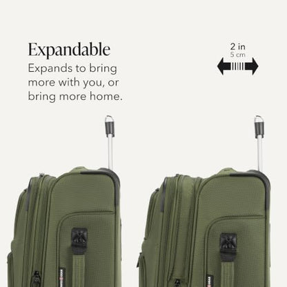 SWISSGEAR Sion 2-Piece Travel Set, Softside Expandable Carry-On Spinner Bundled with 1900 ScanSmart 17" Laptop Backpack with RFID Blocking & Tech Organization, Evergreen - color: Everrgreen, size: 2-Piece Set (Carry-On/Backpack)