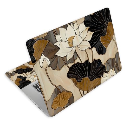 Universal Laptop Skin Decal, 3-Piece Vinyl Protector for 12 13 14 15.6" Notebook, Waterproof Anti-Scratch, Easy Trim & Bubble-Free Finish, Lotus Leaves - color: Lotus Leaves