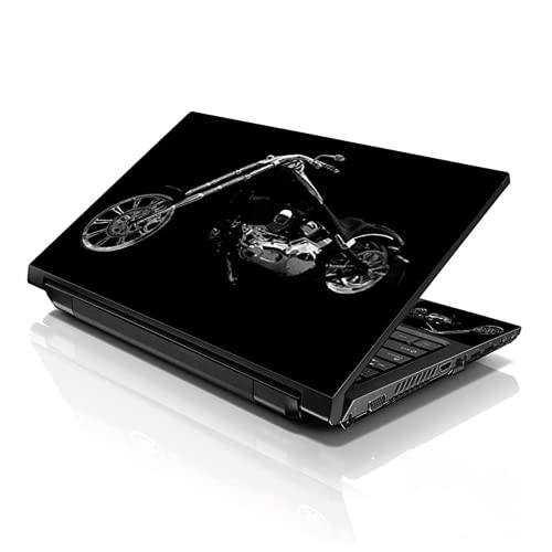 LSS 15 15.6 Inches Laptop Notebook Skin Sticker with 2 Wrist Pads - Reusable Cover Protector Vinyl Sticker Cover Decal Fits 13" - 16" HP Asus Acer Samsung - Black Motorcycle - color: Black Motorcycle Pattern, size: 13" - 16"