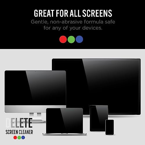 Delete Screen Cleaner 16oz Spray Bottle | Premium Streak-Free, Alcohol & Ammonia-Free Solution for All Devices | Gentle, Odorless & Easy to Use | Improves Visibility & Longevity of Screens - style: 1 Pack, 16oz