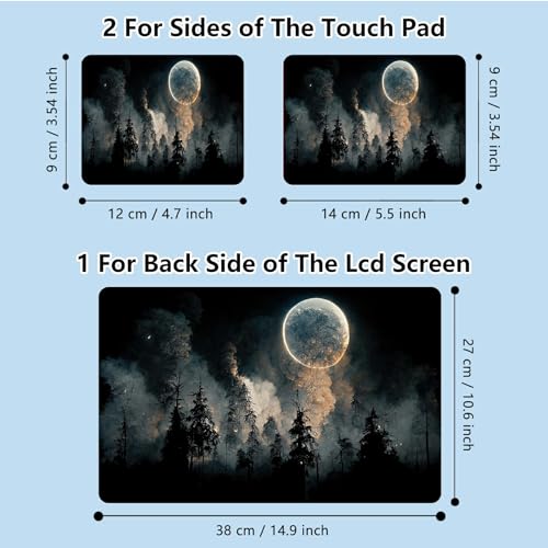 Universal Laptop Skin Sticker with 2 Wrist Pad Skins, Waterproof Scratch Resistant Vinyl Laptop Cover Decal, Cut to Fit for 11–15.6 Inch MacBook HP Dell Lenovo, Foggy Forest Moon - color: Foggy Forest Moon