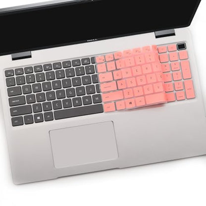 2 PCS Keyboard Cover Skin for 15.6 Inch Dell Latitude 3540 5520 5521 5540 5550, 15.6 Inch Dell Precision 3560 3561 3570 3571 3580 3581 3590 3591 Laptop Protective Keyboard Cover-Pink+Clear - color: Pink+Clear