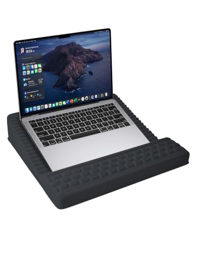 Adjustable Lap Desk with Wrist Rest, Reversible Laptop Stand | Cooling Grip Surface, Fits up to 17'' Laptop, Portable Lap Desk with Pillow Cushion, Computer Tray for Home Office, Dark Gray - color: Dark Gray