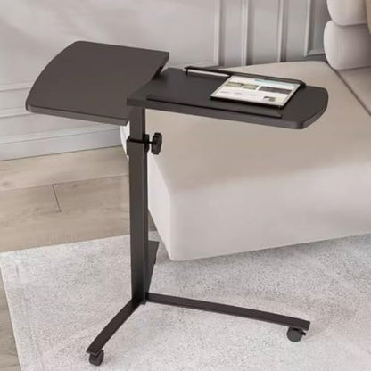 Height Adjustable Standing Desk, Home Office Sit Stand Desk, Mobile Sofa Side Table, Portable Tiltable Podium with Rollers, Double Panel Design(Black) - color: Black