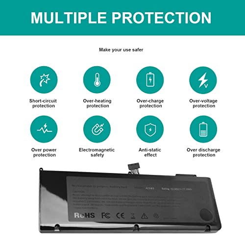 A1382 A1286 Laptop Battery for 15 inch MacBook Pro 8,2 9,1 MacBook Pro Battery A1286 (Mid 2012 Early 2011 Late 2011) MC721LL/A, MC723LL/A, MD035LL/A, MD318LL/A, MD322LL/A, MD103LL/A, MD104LL/A - size: 11.13*2.7*0.3inch A1382