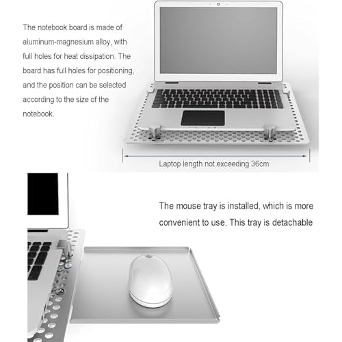 Portable Laptop Riser,Adjustable Laptop Holder w/Mouse Tray,Full Motion Articulating Notebook Tray,Rotation and Vented Cooling,Weight Capacity 8KG