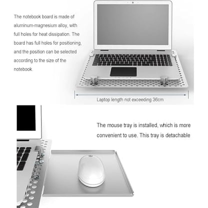 Portable Laptop Riser,Adjustable Laptop Holder w/Mouse Tray,Full Motion Articulating Notebook Tray,Rotation and Vented Cooling,Weight Capacity 8KG