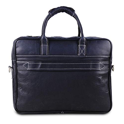18 Inch Leather Laptop Bag for Computer Bag for Men– Supple Genuine Leather Briefcases for Men W/Padded Laptop Case Leather - color: Black