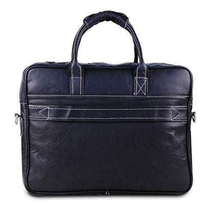 18 Inch Leather Laptop Bag for Computer Bag for Men– Supple Genuine Leather Briefcases for Men W/Padded Laptop Case Leather - color: Black