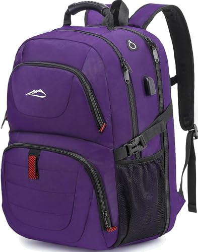 ProEtrade Travel Backpack, Extra Large Laptop Backpack Business Anti Theft TSA Approved College Work Computer Bag Fits 18.4 Inch Laptop with USB Charging Port for Women Men(Purple,L) - color: Purple, size: 18.4 Inch