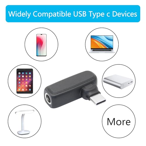 90 Degree 100W DC 5.5mm x 2.1mm Power Adapter, Input 15 - 20.5V, PD Chip | Right Angle DC 5521 Female to USB Type C Male PD Plug, Built in PD Intelligent Chip Quick Identification V/A, for USB C Port - style: DC 5521 Female to USB Type c Male - 100W
