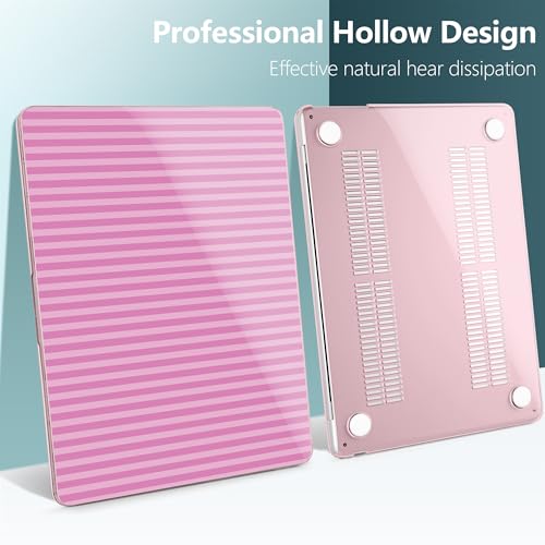 for MacBook Air 13 Inch (13.6 Inch) Case, M5/M4/M3/M2 Chip 2026 2025 2024 2023 2022, Hard Plastic Printed Cover with Screen Protector & Keyboard Cover & Dust Plugs, Pink Stripes - color: Pink Stripes