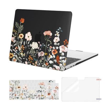 MOSISO Compatible with MacBook Air 13 inch Case M5 2026 M4 2025 M3 M2 2024-2022 A3449 A3240 A3113 A2681, Plastic Garden Flowers Hard Shell&Keyboard Cover&Screen Film for MacBook Air 13.6, Black - color: Black