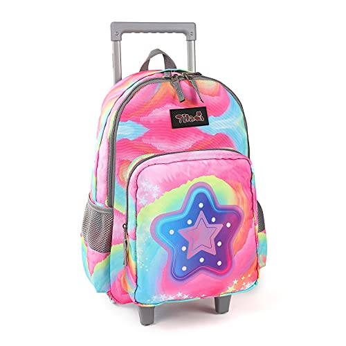 Tilami Rolling Backpack 18 inch Double Handle Wheeled Boys Girls Travel School Children Luggage Toddler Trip - color: Starlight Black