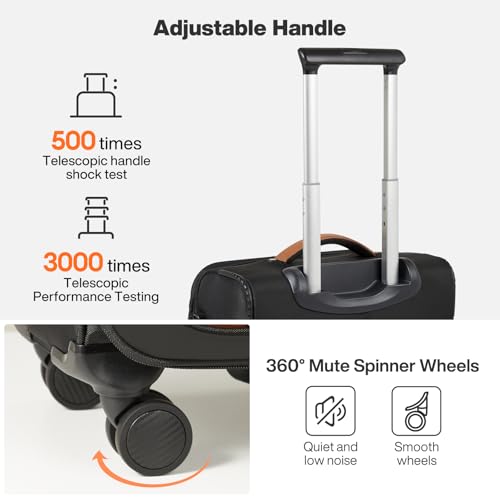 mixi Carry On Luggage 20 Inch Softside Expandable Suitcase, Black | Front Pocket, 22x14x9 Airline Approved, Rolling Spinner Wheels, TSA Lock, Lightweight - color: Black