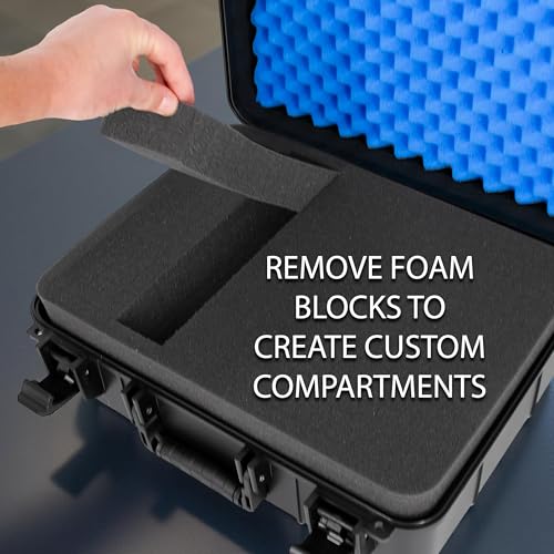 CASEMATIX 15.6 Inch Hard Laptop Case – Rugged Shockproof Travel Carrying Case with Foam Protection for 15” Gaming Laptops, Fits Devices Up to 14.5 x 10.5 – Accessories Storage Included