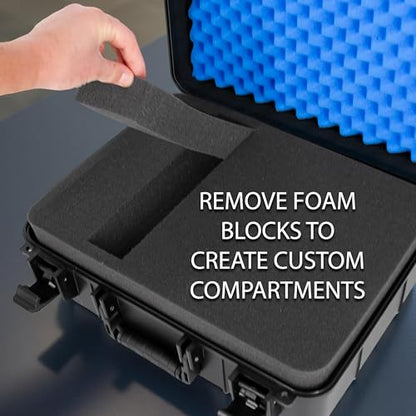 CASEMATIX 15.6 Inch Hard Laptop Case – Rugged Shockproof Travel Carrying Case with Foam Protection for 15” Gaming Laptops, Fits Devices Up to 14.5 x 10.5 – Accessories Storage Included