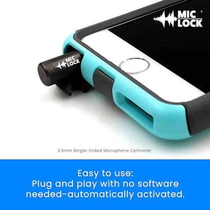 Mic-Lock 3.5mm for Headphone Port - Microphone Audio and Data Security - Privacy Protector for Laptops, Smartphones, Tablets, and Computers (Black, Single Pack)