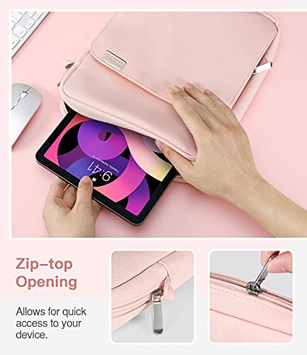 MoKo 9-11 Inch Tablet Sleeve Bag Handle Carrying Case with Shoulder Strap | Fits iPad Pro 11-inch M4, iPad Air 11-inch M2, iPad 10th 10.9, iPad 9/8/7th 10.2 and Tab S8/S9 11, Pink - color: Pink, size: 9-11 inch