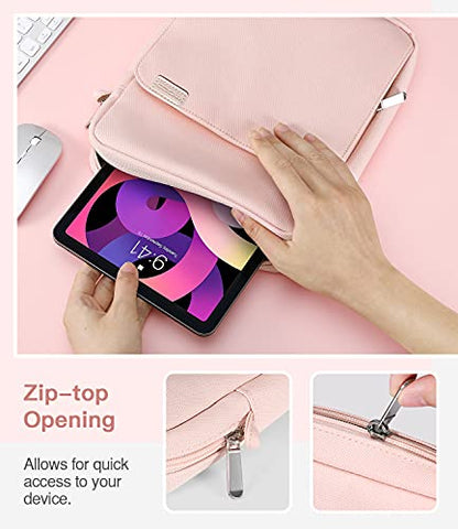 MoKo 9-11 Inch Tablet Sleeve Bag Handle Carrying Case with Shoulder Strap | Fits iPad Pro 11-inch M4, iPad Air 11-inch M2, iPad 10th 10.9, iPad 9/8/7th 10.2 and Tab S8/S9 11, Pink - color: Pink, size: 9-11 inch