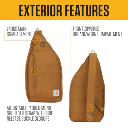 Carhartt Durable Sling Bag, Crossbody Backpack with Side Release Buckle, Tablet Sleeve and Adjustable Strap, Gravel, 10L - color: Gravel