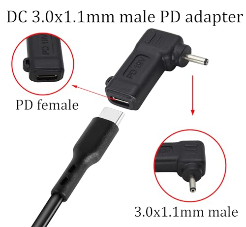 Laptop Charging Adapter PD Type C Female to DC3.0x1.1mm Male Power Adapter Converter for HP Pro-Book Chrome-Book C-3011