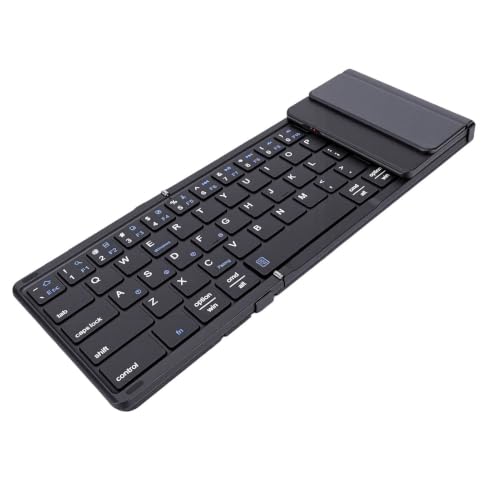 banapoy Bluetooth Wireless Foldable Keyboard with Touchpad, Number Pad for Tablet Laptop Computer, Rechargeable, Portable Slim Travel Pocket Size, for Business Office (Black) - color: Black