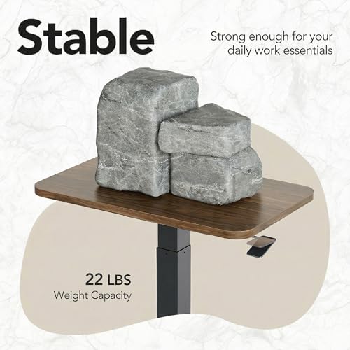 HUANUO Small Rolling Laptop Standing Desk, Height Adjustable Mobile T-Base Desk with Lockable Casters, Portable Sit-Stand Workstation for Bedside & Sofa, Walnut - color: Walnut