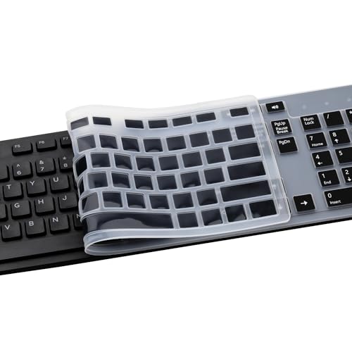 Keyboard Cover for Dell KM636 Wireless Keyboard & Dell KB216 Wired Keyboard & Dell Optiplex 5250 3050 3240 5460 7450 7050 & Dell Inspiron AIO 3475/3477/3670 All-in one Desktop Keyboard Skin-Black - color: Black