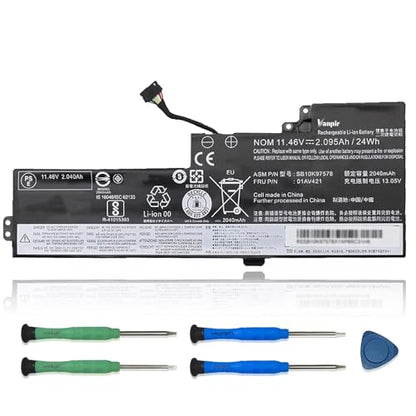 01AV421 T470 T480 Laptop Battery Replacement for Lenovo ThinkPad A475 A485 TP25 Series Notebook SB10K97578 01AV419 01AV420 01AV489 SB10K97576 SB10K97577 11.46V 24Wh 2095mAh 3-Cell - size: 9.80*3.58*0.33 inch 01AV421