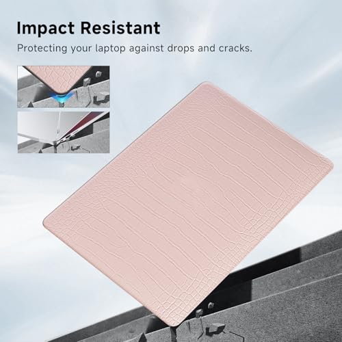 Funut for MacBook Air 13.6 inch Case M5 M4 M3 M2 2022-2024 2025 2026 Release A3449 A3240 A3113 A2681 with Touch ID, Crocodile MacBook Air 13 M5 Leather Hard Shell Case & Keyboard Cover,Pink - color: 01Pink, size: 2022-2026 MacBook Air 13.6 inch M2 M3 M4 M