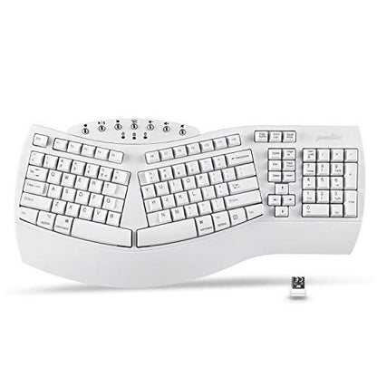 Perixx Periboard-612 Wireless Ergonomic USB Split Keyboard, US English Layout - color: White, style: Wireless