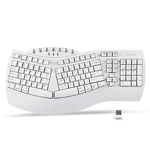 Perixx Periboard-612 Wireless Ergonomic USB Split Keyboard, US English Layout - color: White, style: Wireless