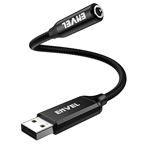 ENVEL Headset Adapter 3.5mm Female to USB Male, Built-in Chip External Stereo Sound Card,TRRS 4-Pole Mic-Supported USB to Headphone Adapter for PS4 Laptop PC | External Stereo Sound Card for PS4/PS5/PC/Laptop, Headphone Adapter with Built-in Chip TRRS 4-P