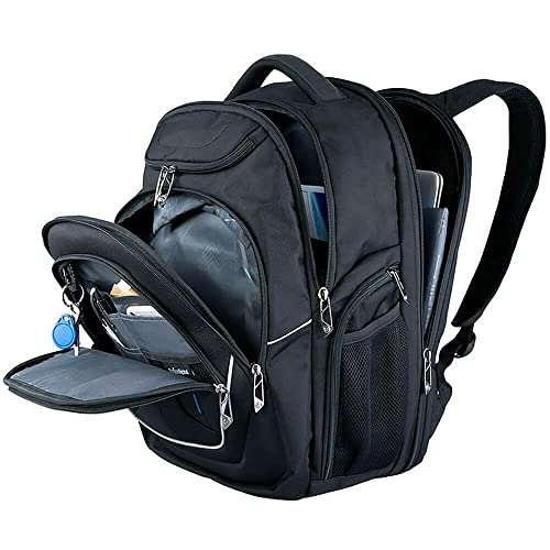 Swissdigital Design TSA-Friendly Large Backpack, Business Laptop Backpack for Men with USB Charging Port/RFID Protection Black | J16BT-1 - color: Black/Blue