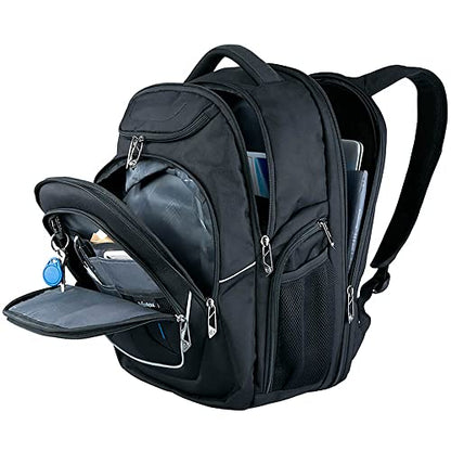 Swissdigital Design TSA-Friendly Large Backpack, Business Laptop Backpack for Men with USB Charging Port/RFID Protection Black | J16BT-1 - color: Black/Blue