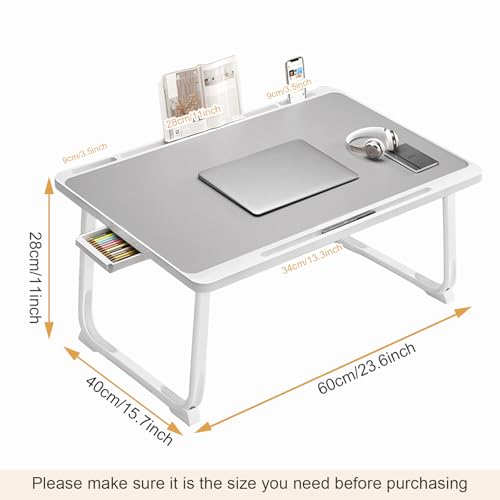 Extra Large 23 Inch Laptop Desk for Bed | Portable Lap Tray Table with Storage Drawer & Bookstand, Laptop Bed Table for Eating Working Writing Reading