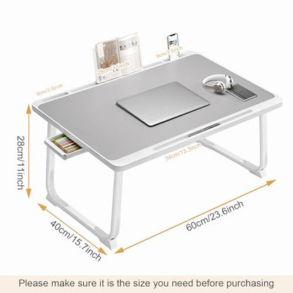 Extra Large 23 Inch Laptop Desk for Bed | Portable Lap Tray Table with Storage Drawer & Bookstand, Laptop Bed Table for Eating Working Writing Reading