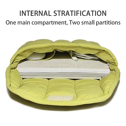 Puffy Laptop Sleeve 11-12 Inch, Soft Laptop Case, Green | Compatible with 15-16 Inch Macbook Pro/Air, Asus/Dell Xps/Lenovo Laptops, Protective Carrying Bag for Women and Men - color: Streak-Green, size: 11/12