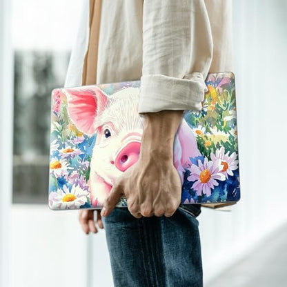 Reusable Universal Laptop Skin Sticker, Cut to Fit for 11.6–15.6 Inch Laptops, Waterproof Protective Film, No-Residue - Daisy Meadow Pig - color: Daisy Meadow Pig