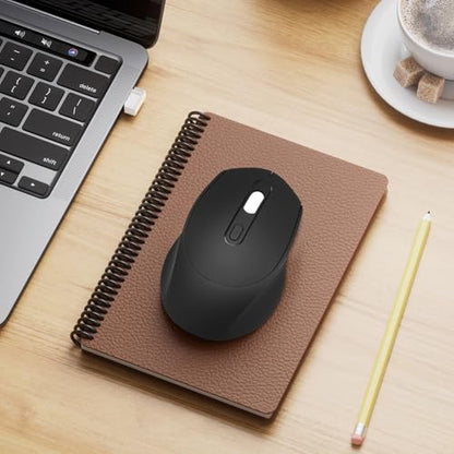 Guiheng Wireless Bluetooth Mouse,Dual Mode Rechargeable Silent Slim Laptop Mouse,Portable(BT5.2+USB Receiver) Computer Mice,for Laptop,Desktop Computer,ipad Tablet,Phone,Mac (Black) - color: black