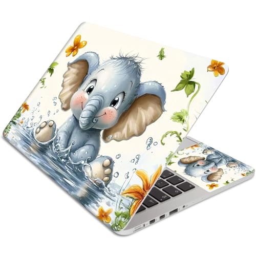 Laptop Skin Sticker 3-Piece Set,Baby Elephant | Trim-to-fit 3-piece vinyl set with one 15 x 10.6 in lid skin and two palm-rest decals for many 12-15.6 in laptops - color: Baby Elephant