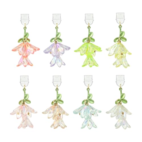 8Pcs Dust Plug Charm Type C USB C Dust Plug Charms with Acrylic Flower Pendants Anti Dustproof Plugs for Most Phone,E-Readers,Reading Lover Decorations Gifts（Lily） - color: Lily