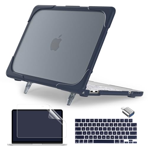 Batianda Heavy Duty Case for MacBook Neo 13 Inch 2026, Indigo | Fits Model A3404 A18 Pro Chip, Ergonomic Foldable Stand Holds 22lbs, TPU Bumper, Matte Translucent Shockproof Hard Shell - color: Indigo