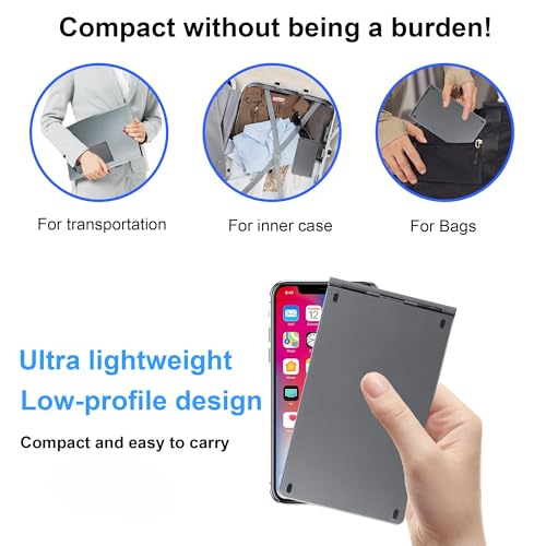 Wireless Foldable Bluetooth Keyboard, Ultra-Slim Pocket Travel Keyboard with Tri-Mode Connection, Rechargeable Quiet Compact Keyboard for PC/Laptop/Phone/Samsung/Android Tablet/iPad/iPhone/Mac