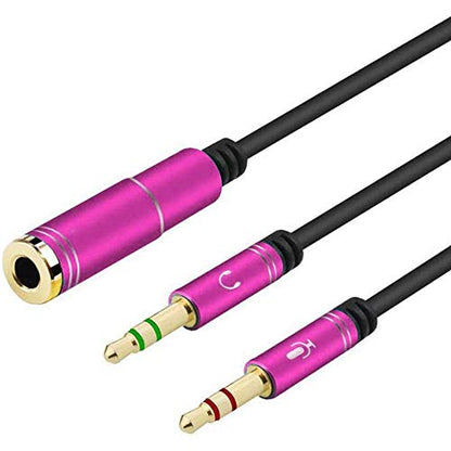 3.5mm Headphone Splitter Adapter Female to 2X 3.5 mm Male Converter Cable Headphone Mic Audio Y Splitter Cable Smartphone Headset to PC Adapter –for Microphone with 4 Pin (Pink) - color: Pink