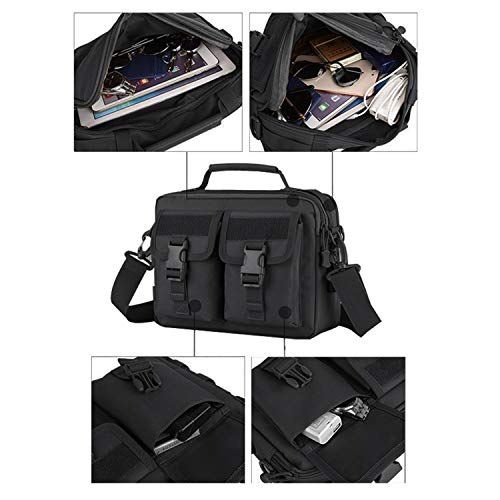 HUNTVP Tactical Messenger Bag Multifunction Nylon Shoulder Briefcase Handbags with USB Port - color: Black