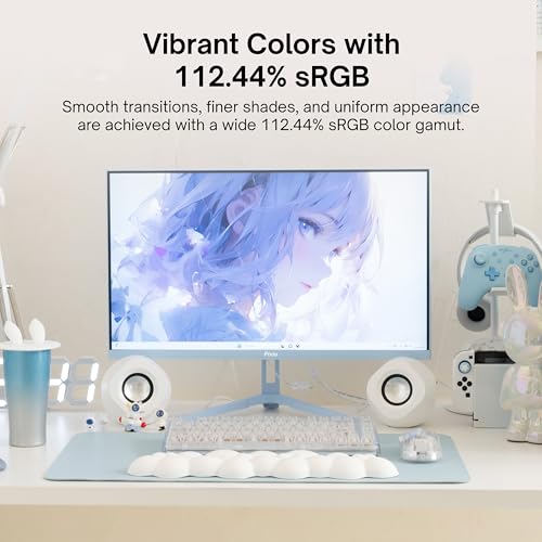 Pixio PX248 Wave Blue 24 inch 200Hz Refresh Rate FHD 1080p Resolution Fast IPS Panel 1ms GTG Response Time Built-in Speakers Gaming Monitor with Adaptive Sync - color: Blue