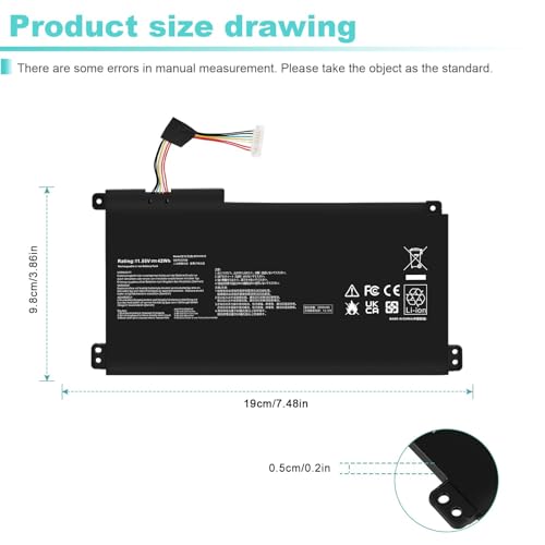 B31N1912 C31N1912 Laptop Battery Replacement for ASUS VivoBook asus 14 E410M E410MA L410M L410MA E410KA F414MA E510MA E510KA L510MA R522MA L410MA L410MA-BV058TS L510ma-wb04 E510KA-EJ033TS 11.55V 42Wh - size: B31N1912 8.94 * 4.96 * 0.71 in
